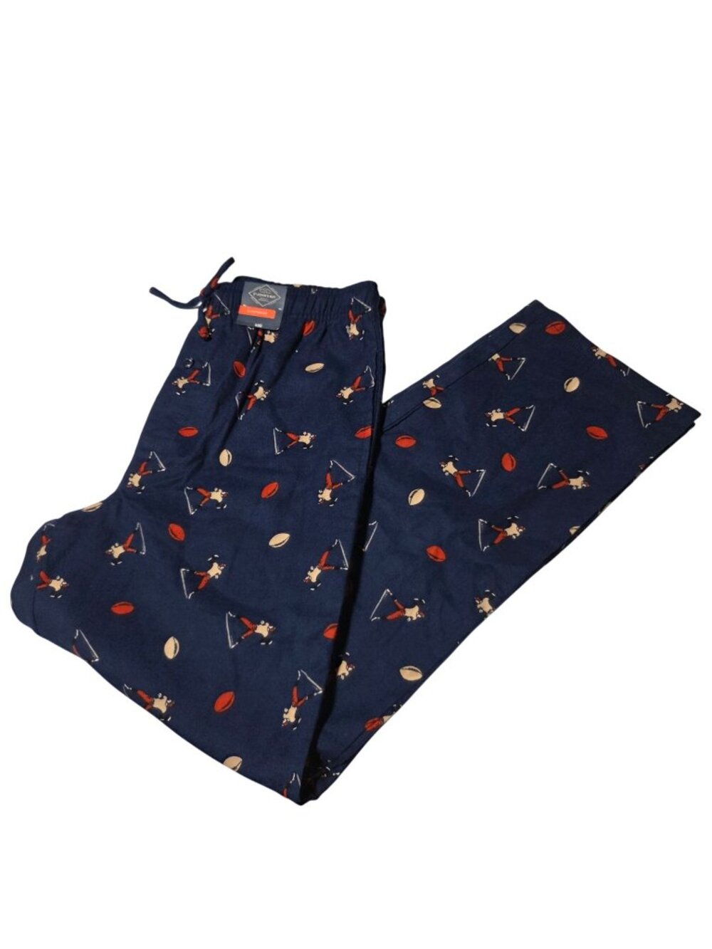 St. Johns Bay Pajama Pants Mens Size Medium Navy Blue Football Player Print PJS